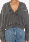Attico Logo-detailed Cropped Cotton Sweatshirt In Black