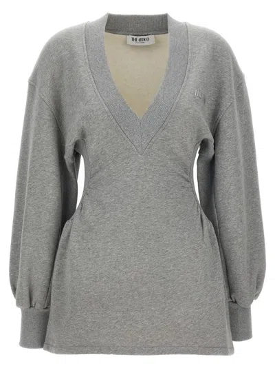 ATTICO V-NECK FLEECE MINI DRESS