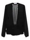 Attico Black Blouse With Deep Neckline In Black