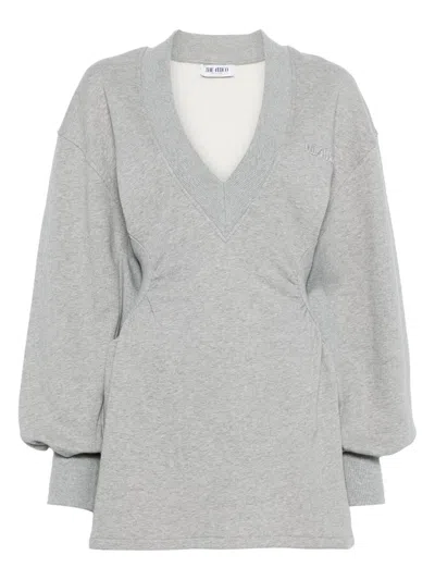 ATTICO V-NECK LONG-SLEEVES MINI DRESS - WOMEN'S - COTTON