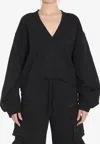 Attico Oversized Sweatshirt With Deep V Neck In Gradient In Black