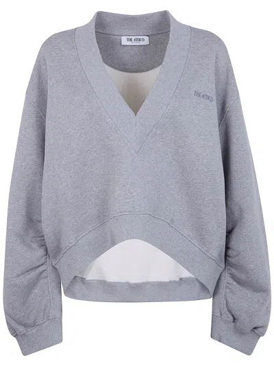 ATTICO V NECK SWEATSHIRT,260WCF00010.JJF003AA 183 MELANGE GREY