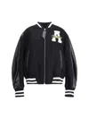 Attico Bomber Jacket With Ribbed Cuffs And Hem In Black