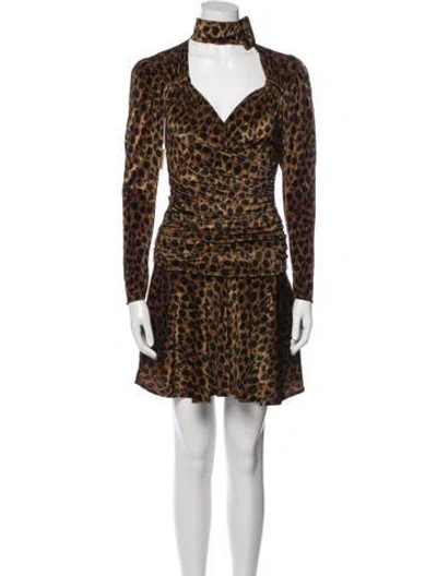 Pre-owned Attico Velour Knee-length Dress W/ Tags In Brown