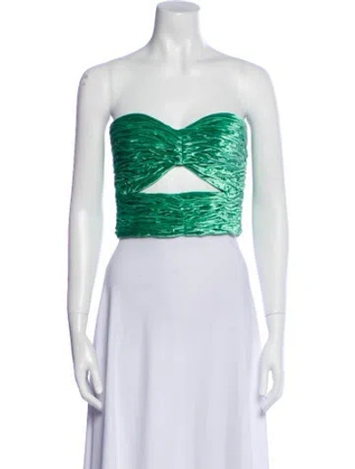 Pre-owned Attico Velour Strapless Crop Top In Green