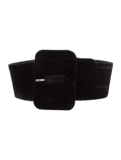 Pre-owned Attico Velvet Leather Trim Embellishment Waist Belt In Black