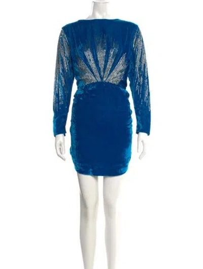 Pre-owned Attico Velvet Mini Dress In Blue