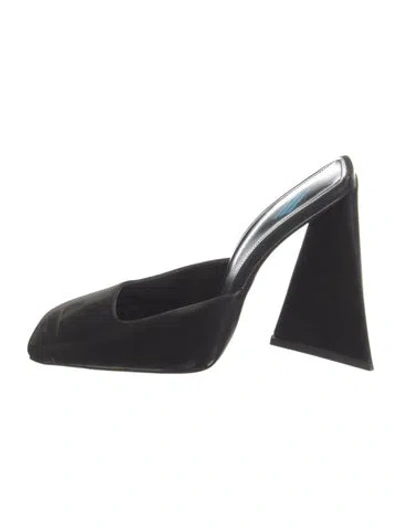 Pre-owned Attico Velvet Mules In Black