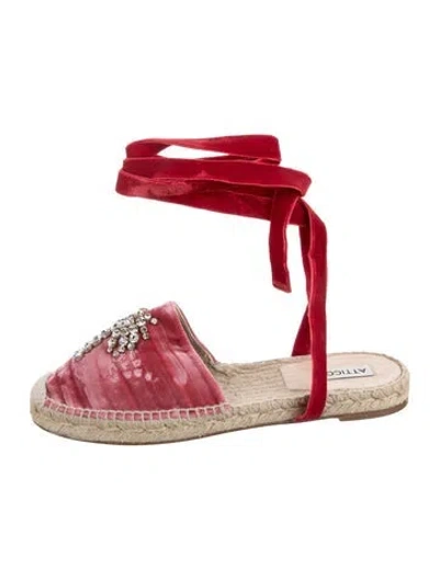Pre-owned Attico Velvet Patterned Espadrilles In Red
