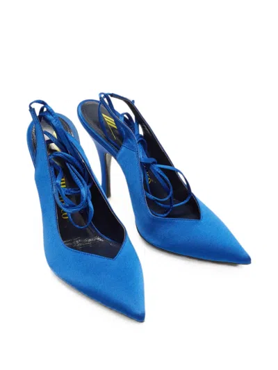 Pre-owned Attico Venus Ankle-strap Heeled Pumps In Blue