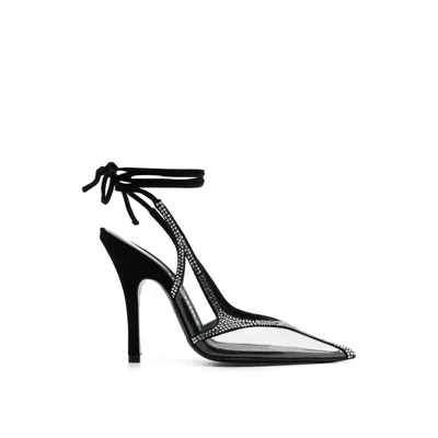 Attico Venus Chrome Slingback Pumps In Black