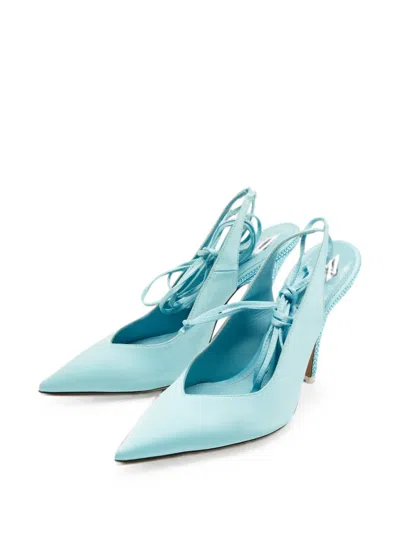 Pre-owned Attico Venus Crystal-embellished Pumps In Blue