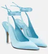 Attico Ankle Wrap Pointed Toe Slingback Pump In Sky Blue