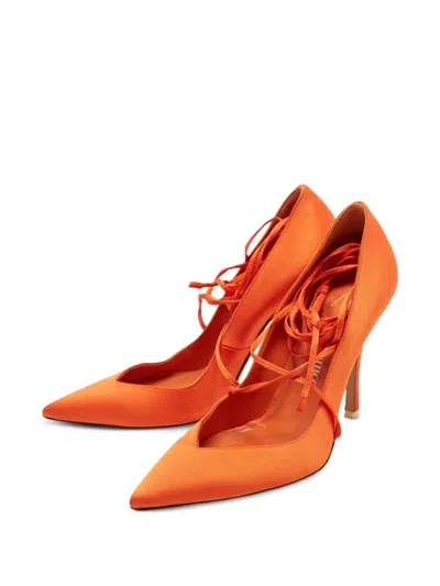 Pre-owned Attico Venus Lace-up Heeled Pumps In Orange