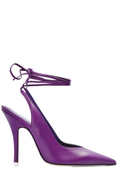 Attico Venus Pointed Toe Slingback Pumps In Purple