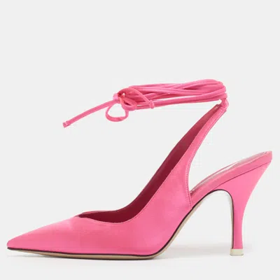 Pre-owned Attico Venus Size 36 Pink Satin Ankle Wrap Pumps
