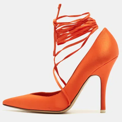 Pre-owned Attico Venus Size 38.5 Orange Satin Pumps