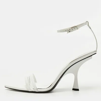 Pre-owned Attico Venus Size 40.5 White Leather Ankle Strap Sandals