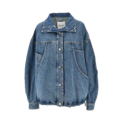 Attico Versized Denim Blouson Jacket In Blue