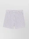 Attico Vertical Stripes Cotton Shorts In Gray