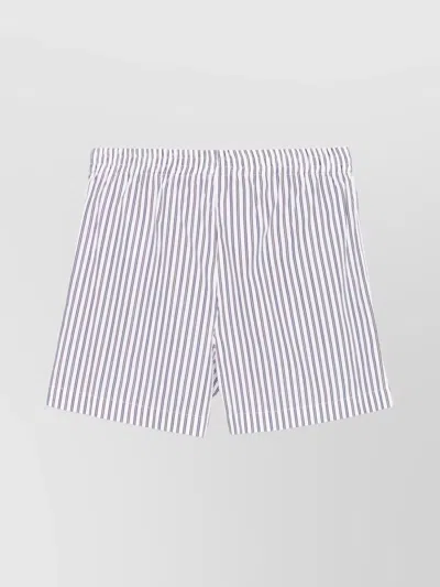 Attico Vertical Stripes Cotton Shorts In Gray