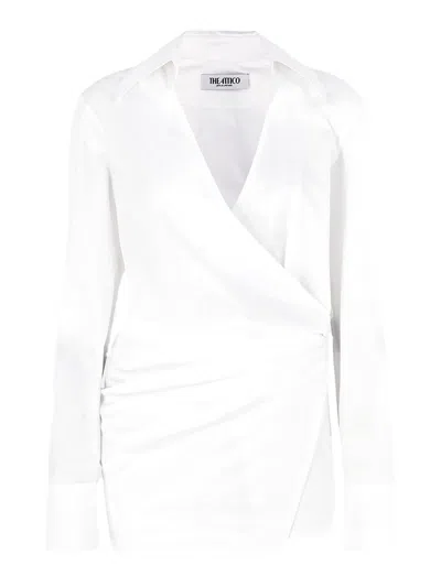 Attico White Cotton Mini Chemisier Dress