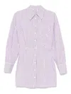 Attico White And Purple Striped Mini Shirt Dress In White