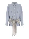 Attico Striped Cotton Shirt Dress In Blue