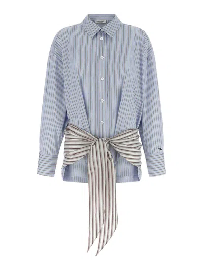 Attico Striped Cotton Shirt Dress In Blue