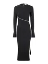 Attico Zip-up Jersey Midi Dress In Negro
