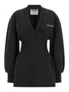 Attico Washed-effect Black Mini Dress With Logo In Black