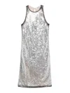 Attico Mini Dress With Sequin Embellishment And Back Slit In Silver