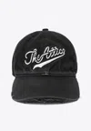 Attico Baseball Cap With Embroidery Logo And Frayed Hem In Black