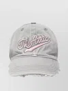 Attico Vintage Effect Baseball Cap Curved Brim In Gray