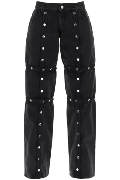 Attico Vintage-style Detachable Panel Jeans For Women In Black