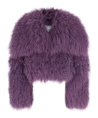 ATTICO MONGOLIAN-FUR LONG-SLEEVES JACKET
