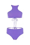 Attico Stretch Nylon High-waisted Bikini Bottoms In Violet