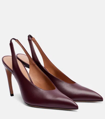 Attico Viper 90 Leather Slingback Pumps In Purple