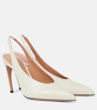 Attico Viper 95 Leather Slingback Pumps In White