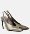 Attico Viper Vegan Patent Leather Slingback Pumps In Grey