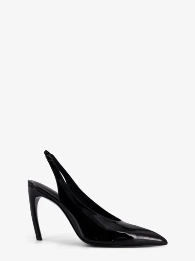 Attico Viper Leather Slingback Pumps In Black