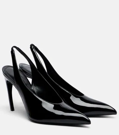Attico Viper Leather Slingback Pumps In Black