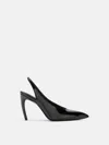 Attico Pointed Toe Slingback Viper Glossy Finish In Black