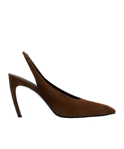 Attico Viper Slingback High-heeled Sandals In Brown