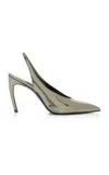 Attico Viper Vegan Patent Leather Slingback Pumps In Grey