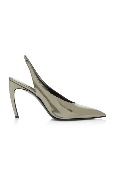 Attico Viper Vegan Patent Leather Slingback Pumps In Silver