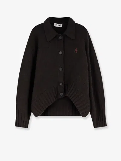 Attico Virgin Wool And Cashmere Blend Cardigan In Brown