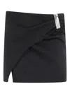 Attico Wool Gabardine Mini Skirt With Metallic Detail In Black