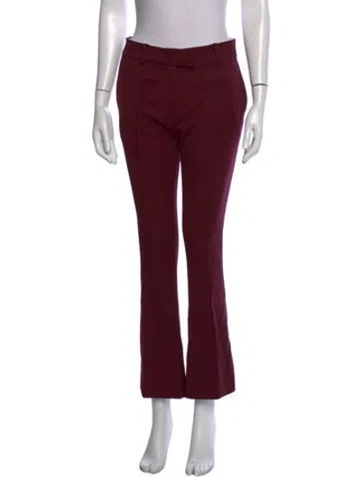 Pre-owned Attico Virgin Wool Flared Pants In Burgundy