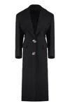 Attico Long Virgin Wool Coat With Chest Pocket